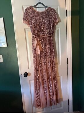 R&M Richards Sequin Embellished Blush Pink Evening Dress